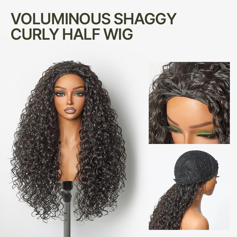 Blend Human Hair Shaggy Waves 3-in-1 Half Wig
